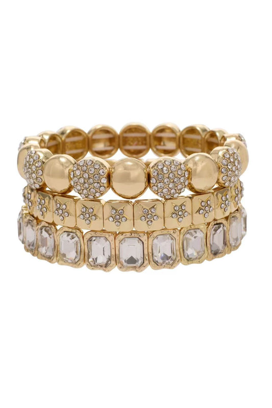 Radiant Gold Crystal Bracelet Stack Set