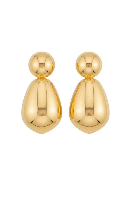 Gold Double Ball Drop Earrings