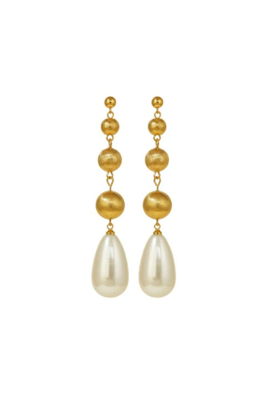 Gold Pearl Drop Earrings
