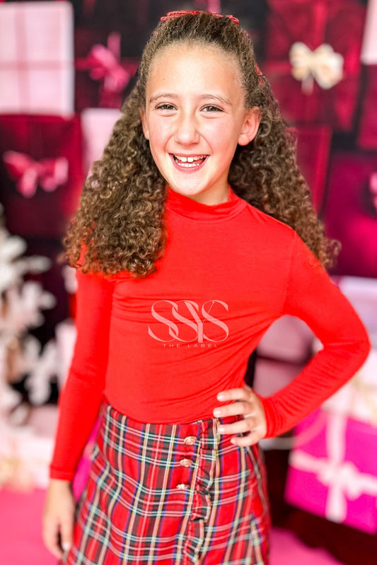 SSYS Kids Signature Long Sleeve Turtleneck In Red