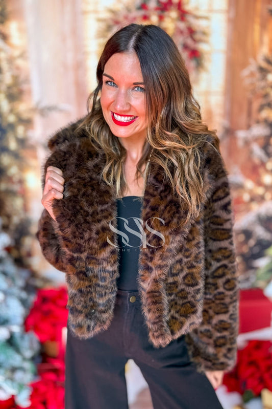 SSYS Lola Faux Fur Jacket In Animal