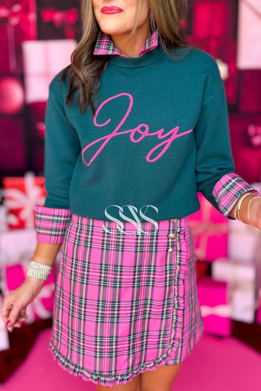 SSYS Signature Long Sleeve Poplin Undershirt In Pink Tartan