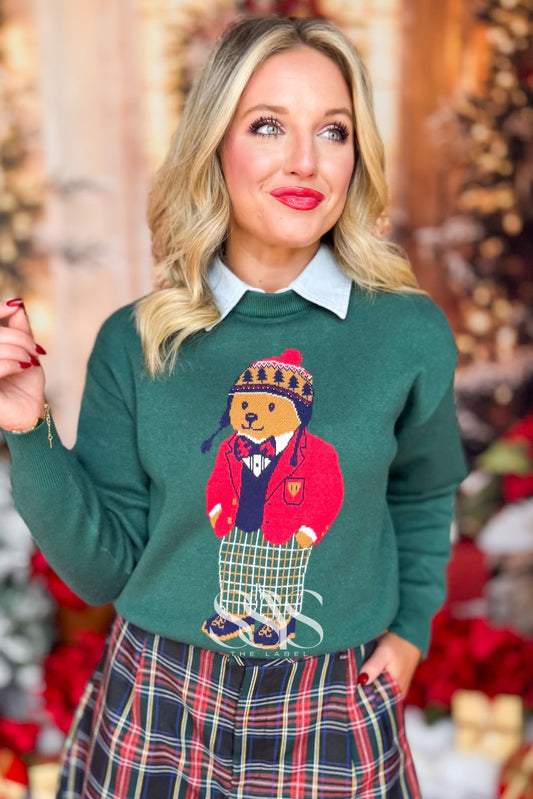 SSYS Teddy Bear Knit Sweater In Hunter