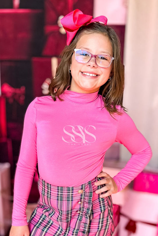 SSYS Kids Signature Long Sleeve Turtleneck In Pink