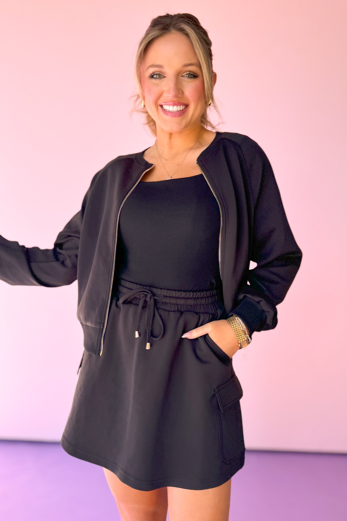 SSYS Evelyn Scuba Cargo Skort In Black *FINAL SALE*