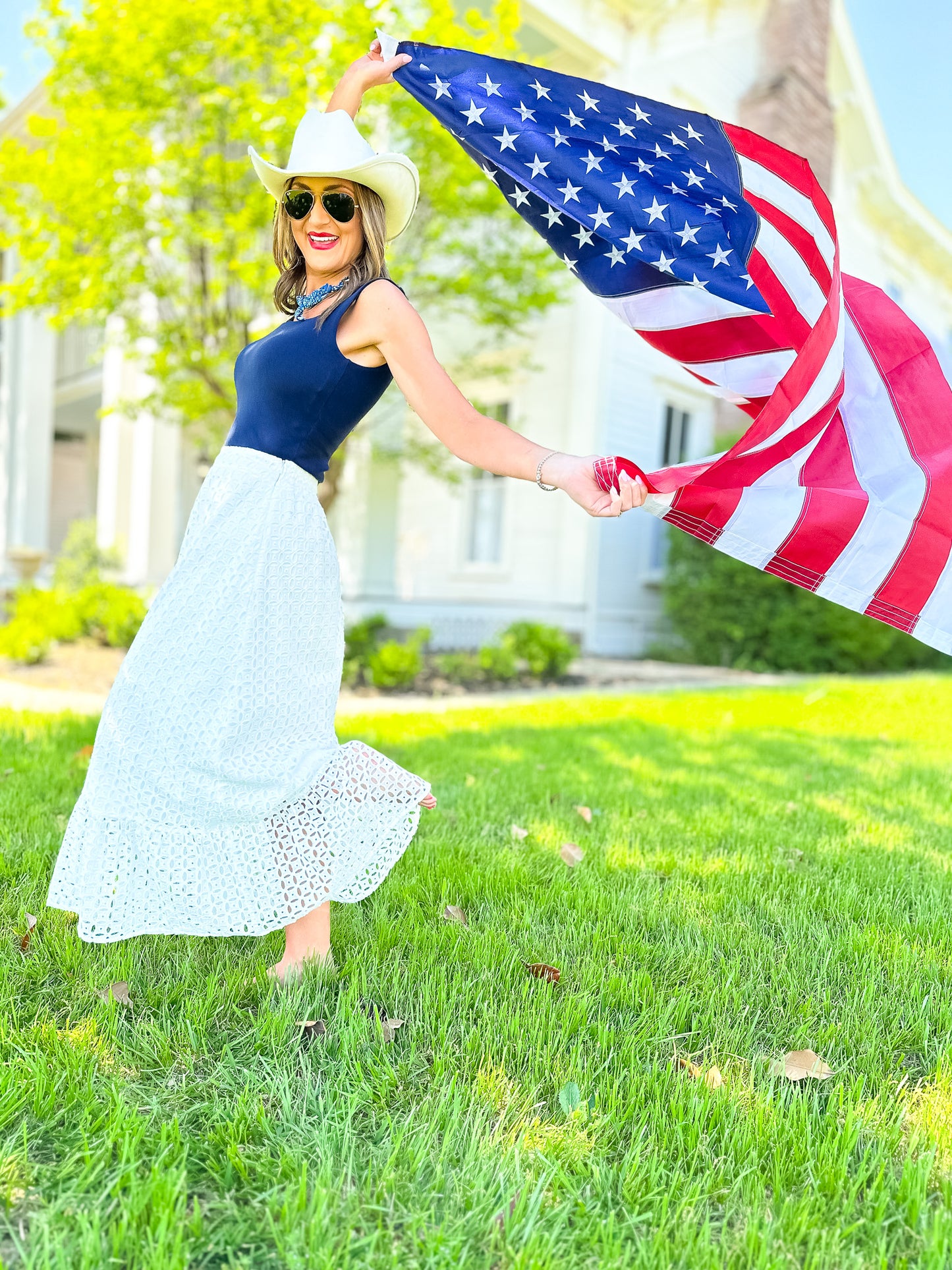SSYS Halsten One Tier Maxi Skirt In White Eyelet *FINAL SALE*