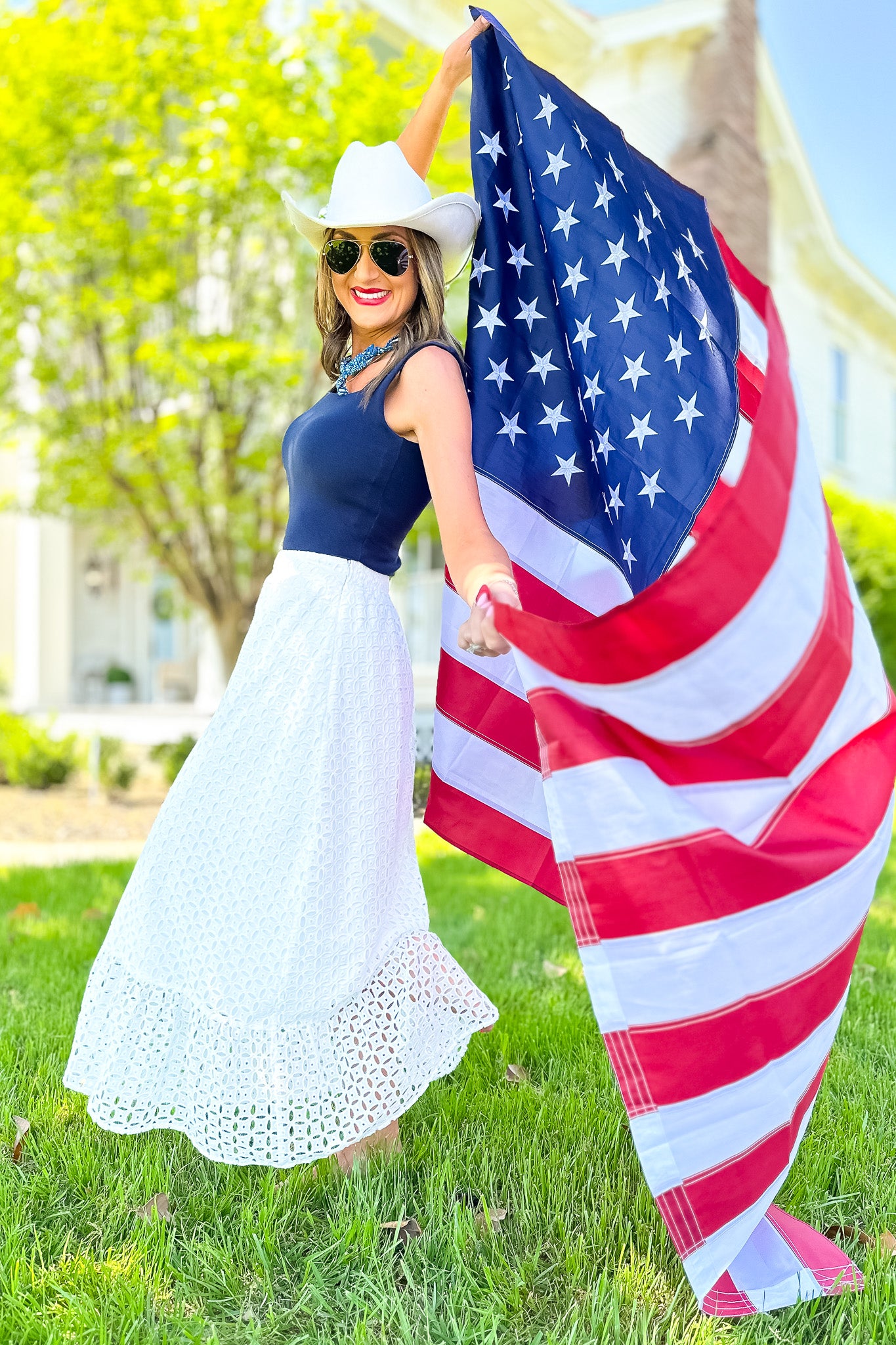 SSYS Halsten One Tier Maxi Skirt In White Eyelet *FINAL SALE*