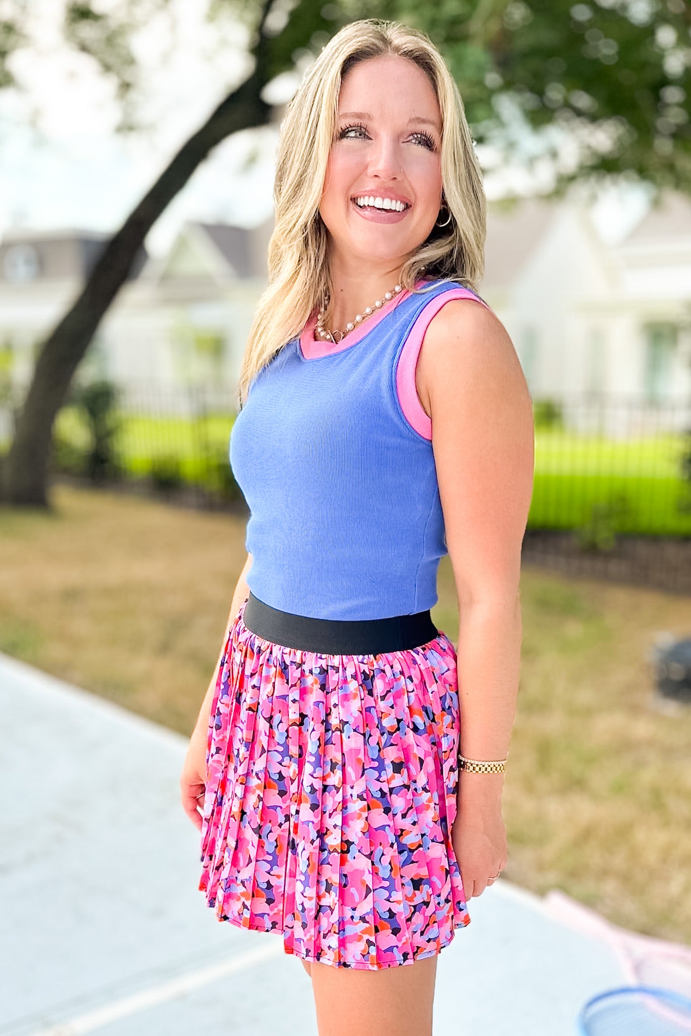 SSYS Lottie Pleated Skort In Pink Camo