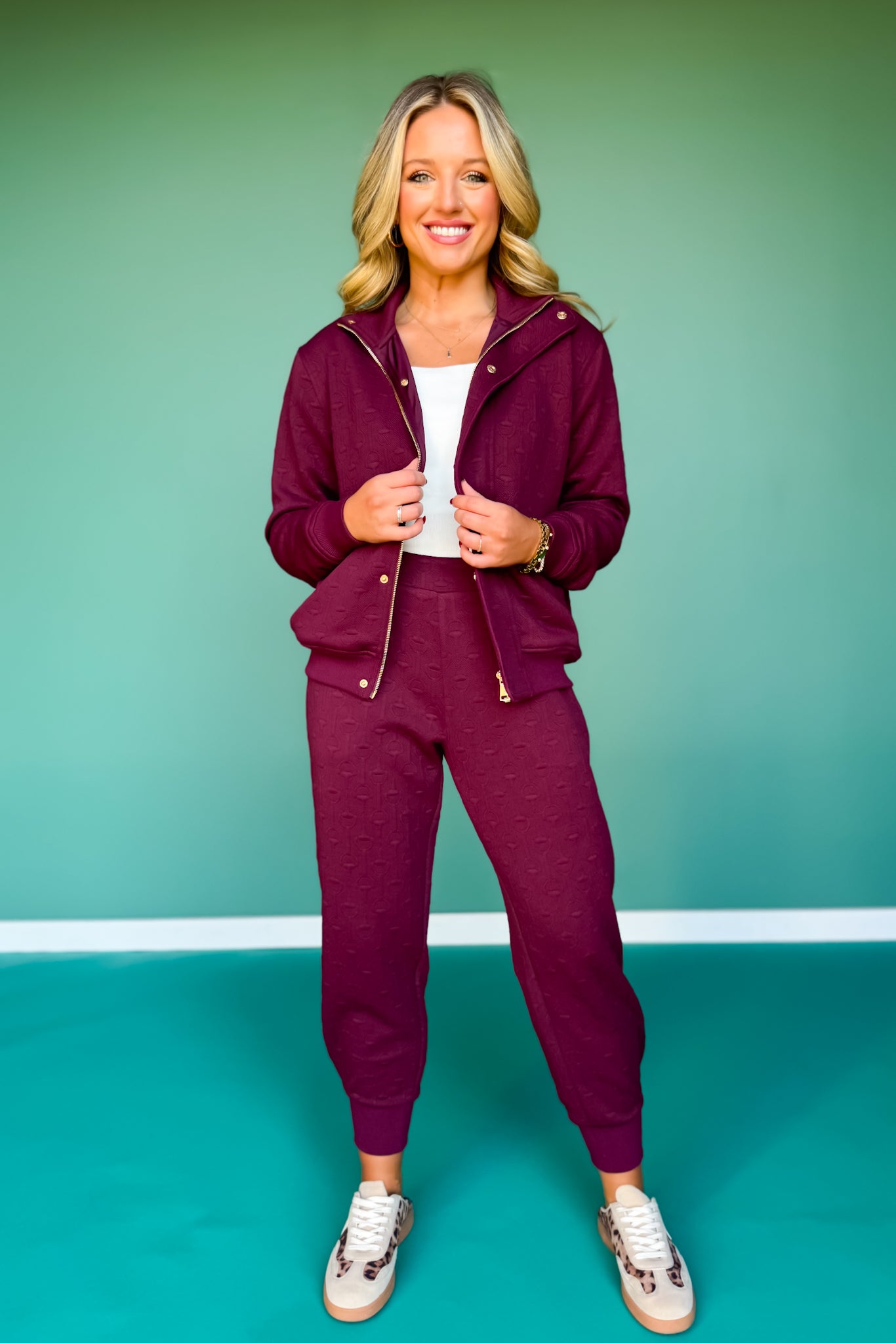 SSYS Ellis Horsebit Quilted Suede Piping Joggers In Maroon