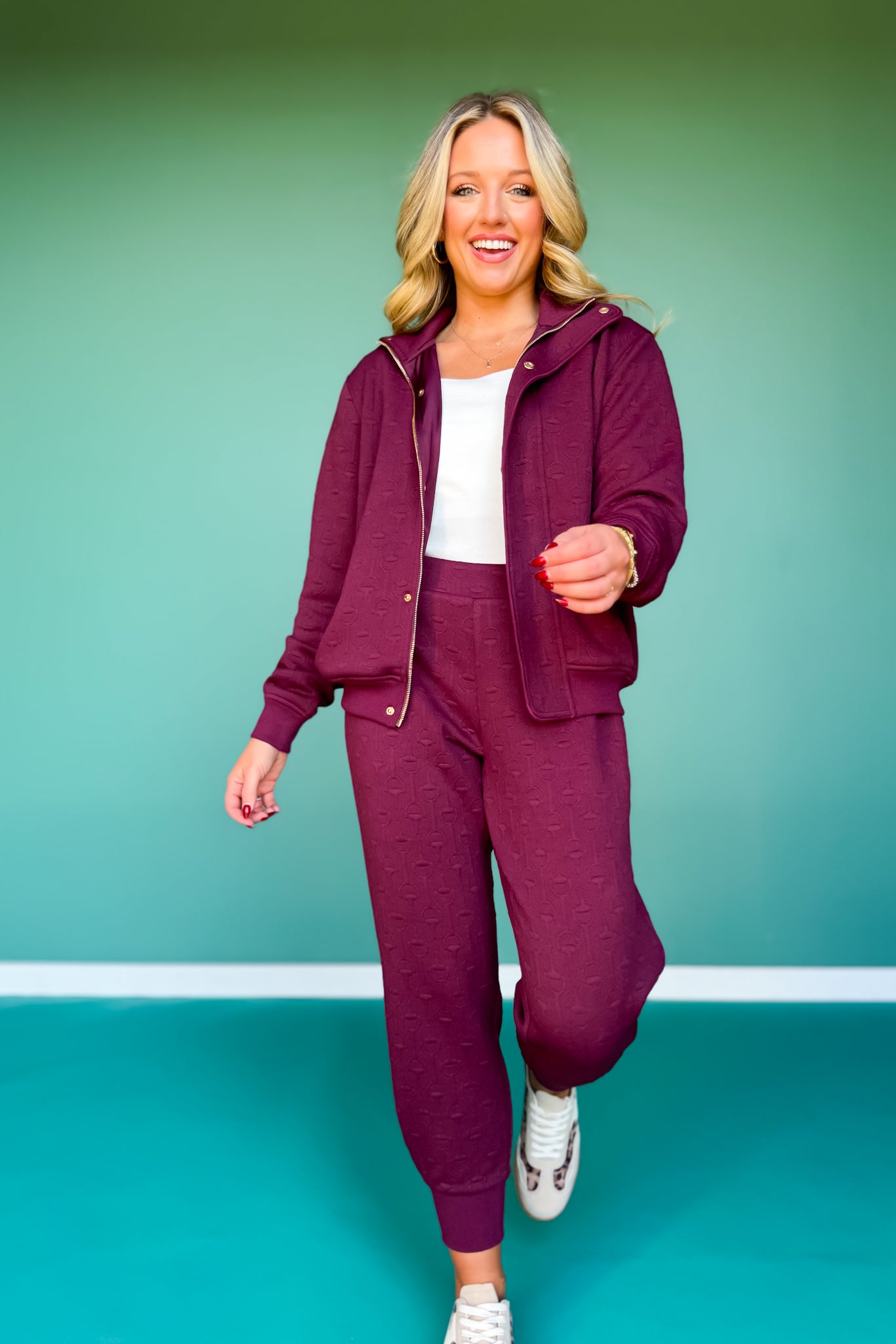 SSYS Ellis Horsebit Quilted Suede Piping Joggers In Maroon