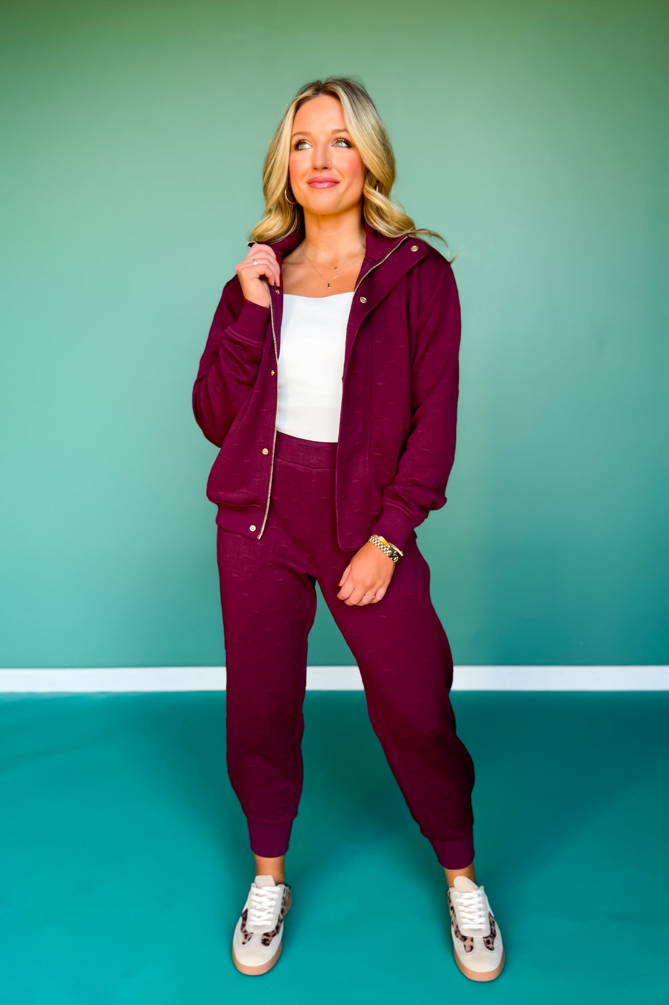 SSYS Ellis Horsebit Quilted Suede Piping Joggers In Maroon