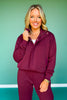 SSYS Elaina Horsebit Quilted Suede Trim Bomber Jacket In Maroon