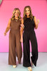 SSYS Carmen Ruched Sleeveless Palazzo Pants Set In Brown *FINAL SALE*