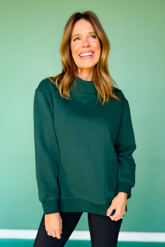 SSYS Foster Mock Neck Solid Sweatshirt In Hunter