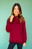 SSYS Foster Mock Neck Solid Sweatshirt In Maroon