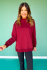SSYS Foster Mock Neck Solid Sweatshirt In Maroon