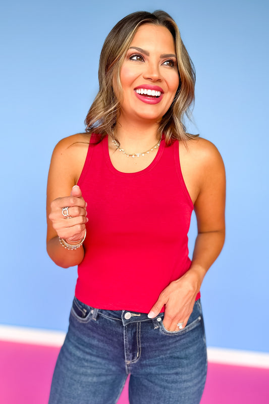 SSYS Signature Double Lined Racerback Tank Top In Cherry