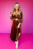 SSYS Marjorie Long Sleeve Velvet Midi Dress In Chocolate