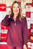 SSYS Ruffle Collar Ainsley Air Pullover In Maroon