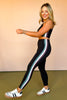 SSYS Olive Metallic Shimmer Inset Stripe Black Leggings