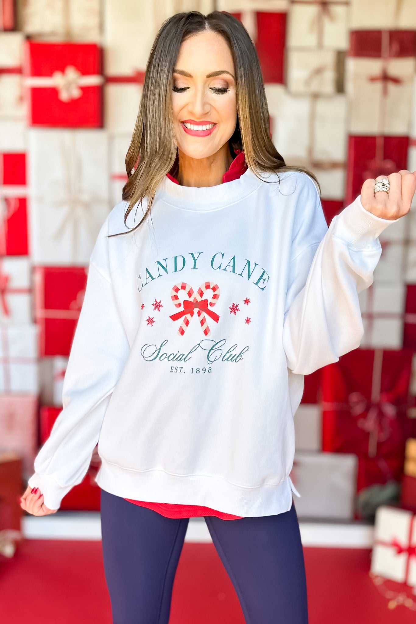 SSYS Candy Cane Social Club Graphic Sweatshirt In Ivory
