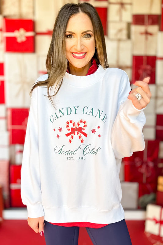 SSYS Candy Cane Social Club Graphic Sweatshirt In Ivory