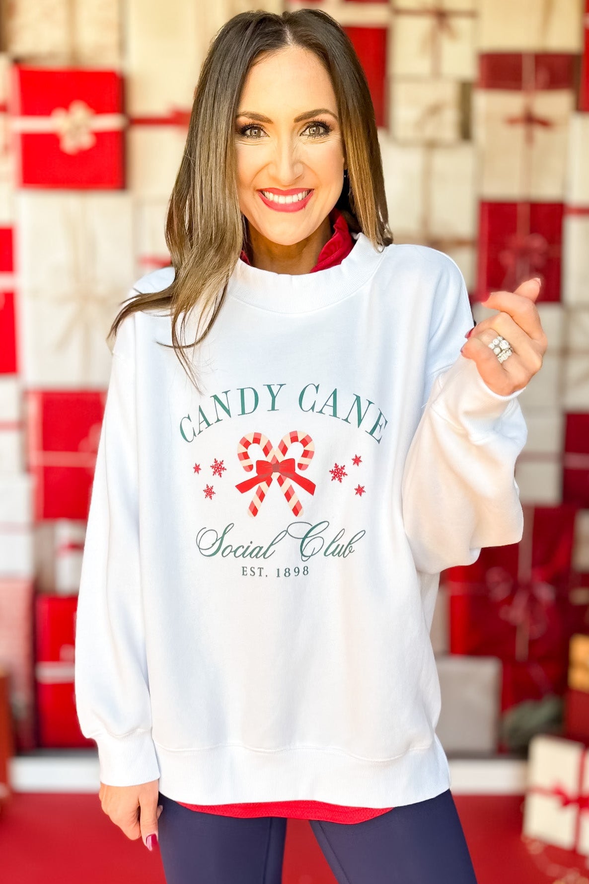 SSYS Candy Cane Social Club Graphic Sweatshirt In Ivory