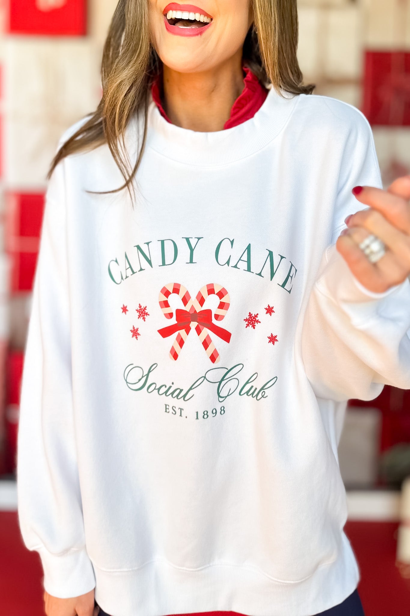 SSYS Candy Cane Social Club Graphic Sweatshirt In Ivory