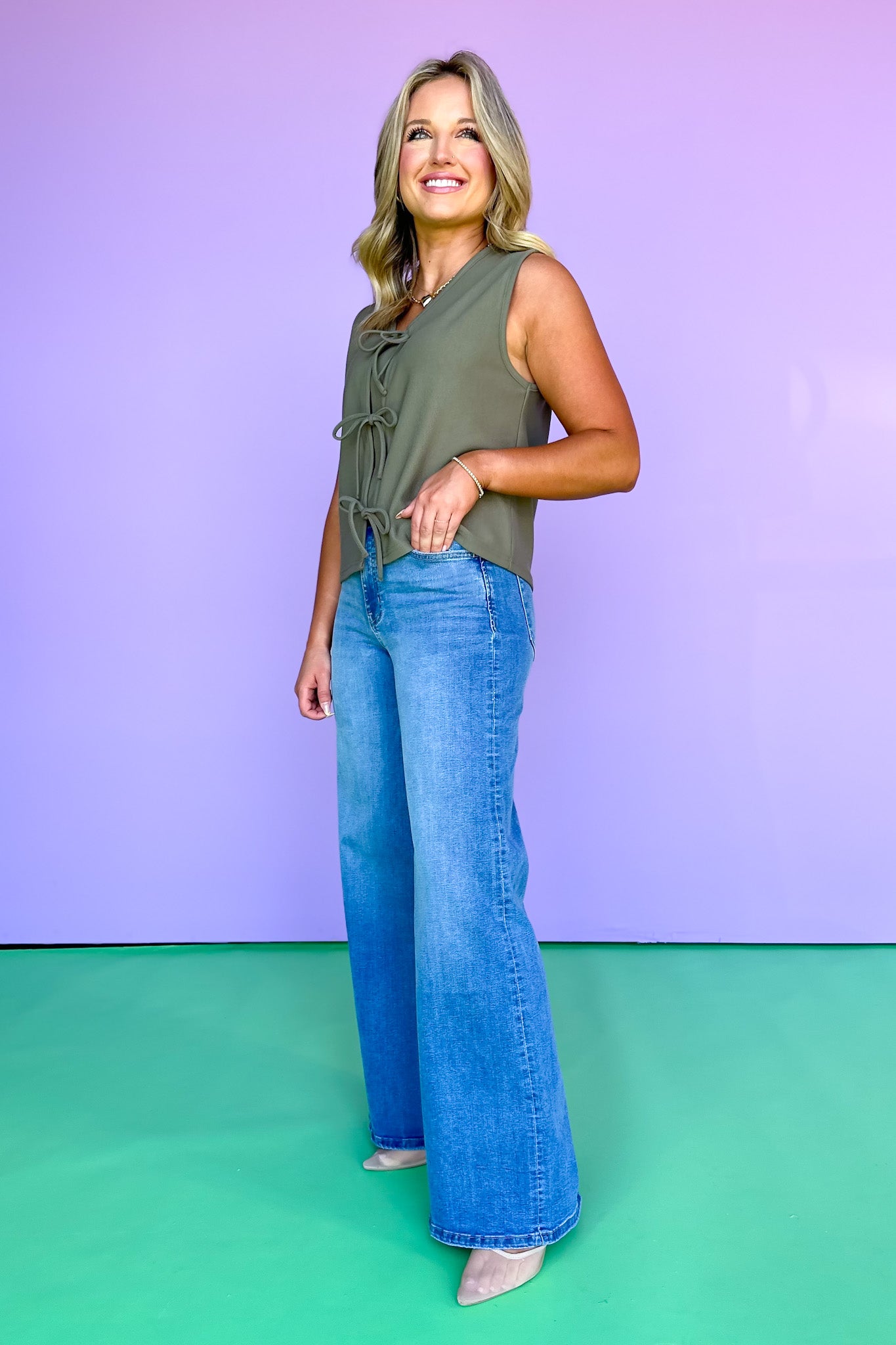 Lovervet By Vervet High Rise Full Palazzo Jeans