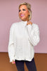 Off White Mock Neck Distressed Jewel Embellished Sweater *FINAL SALE*