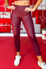 SSYS Maroon Metallic High Waist Leggings
