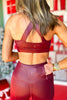 SSYS Maroon Metallic High Waist Leggings
