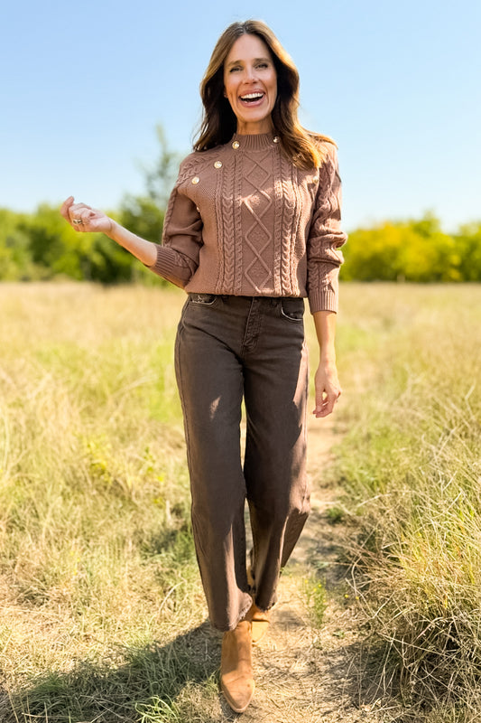 Vervet Brown Super High Ankle Barrel Jeans