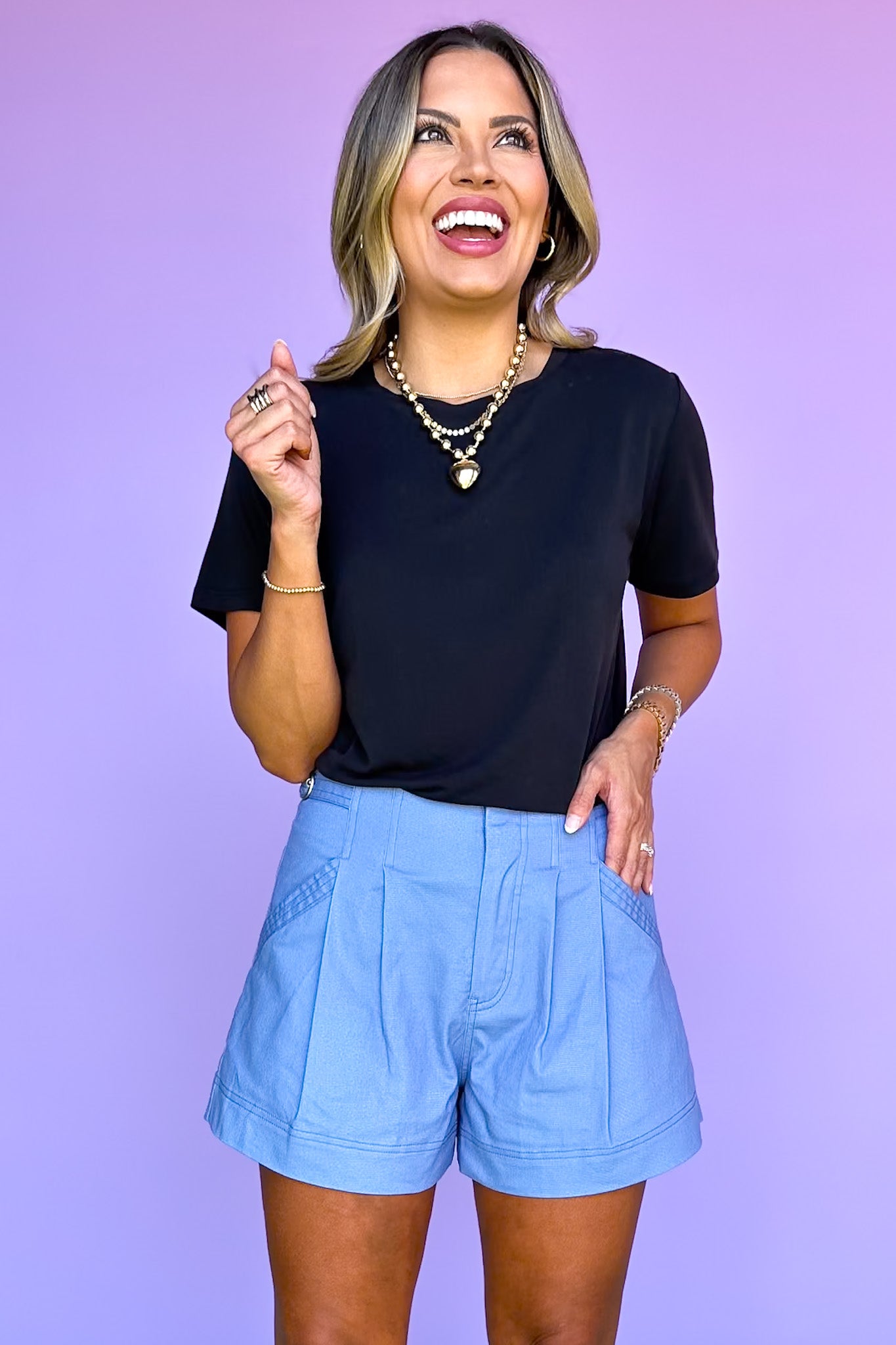 Black Round Neck Short Sleeve Tee Shirt *FINAL SALE*