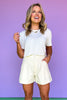 Cream Round Neck Short Sleeve Tee Shirt *FINAL SALE*