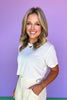 Cream Round Neck Short Sleeve Tee Shirt *FINAL SALE*