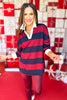 SSYS Stripe Rugby Top In Maroon Navy