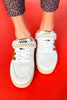 Vintage Havana Off White Embroidered Strap Fur Slip On Sneakers