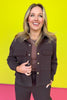SSYS Tyler Cropped Diamond Quilted Dark Brown Shacket *FINAL SALE*