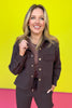 SSYS Tyler Cropped Diamond Quilted Dark Brown Shacket *FINAL SALE*