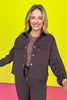 SSYS Tyler Cropped Diamond Quilted Dark Brown Shacket *FINAL SALE*