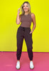 SSYS Tyler Diamond Quilted Dark Brown Joggers *FINAL SALE*