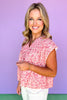 Red Floral Print V Neck Smocked Bodice Top *FINAL SALE*