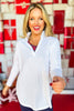 SSYS White Honeycomb Long Sleeve Frill V Neck Active Top