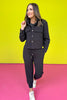 SSYS Tyler Cropped Diamond Quilted Black Shacket *FINAL SALE*
