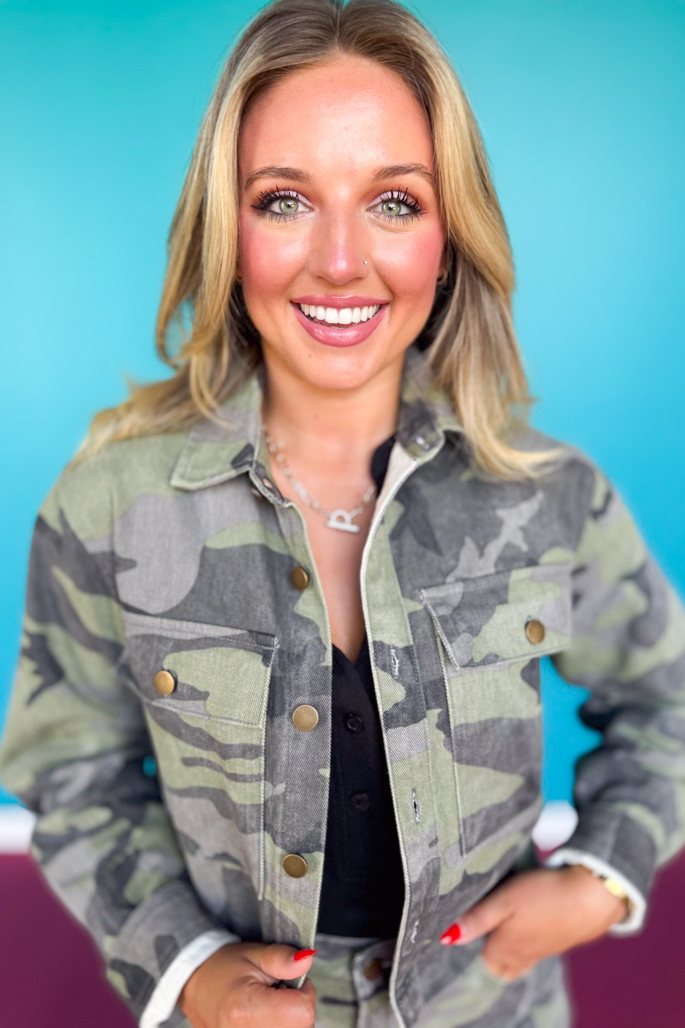 SSYS Signature Camo Denim Cropped Shacket