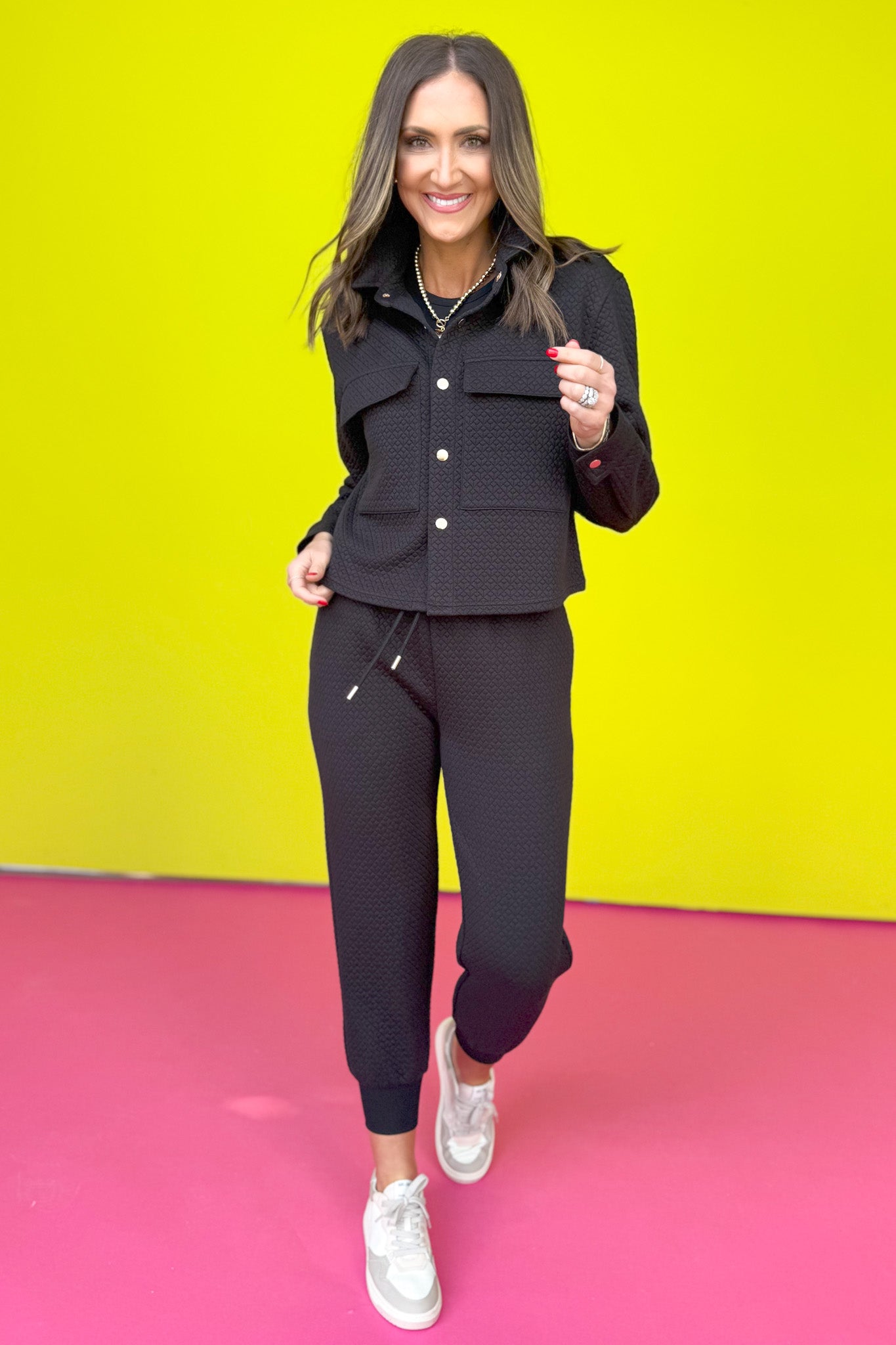 SSYS Tyler Cropped Diamond Quilted Black Shacket *FINAL SALE*
