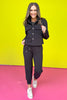 SSYS Tyler Cropped Diamond Quilted Black Shacket *FINAL SALE*