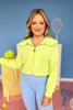SSYS Lucy Lightweight Full Zip Scallop Collar In Lime