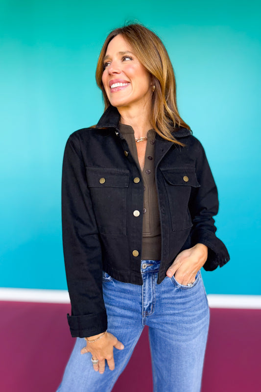 SSYS Signature Black Denim Cropped Shacket